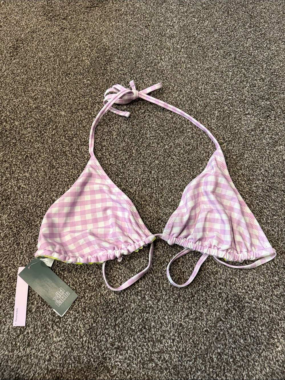 wild fable Lilac Gingham Triangle Bikini Top